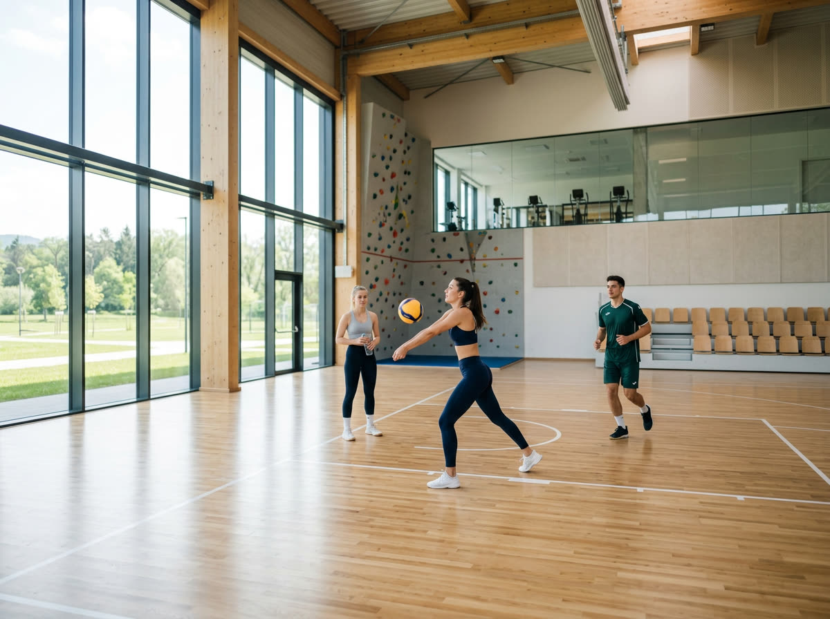 Igranje odbojke v moderni športni dvorani
